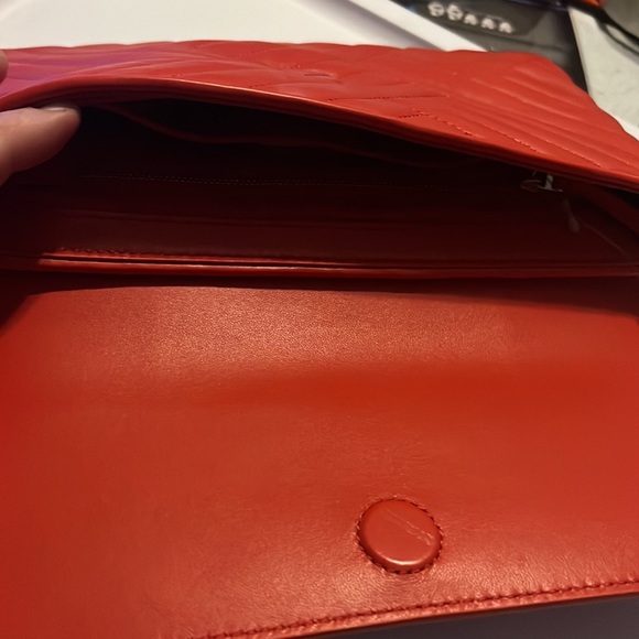 Tory Burch Alexa Clutch Poppy Orange/642 54450 LEATHER CLUTCH  BAG NWT New
